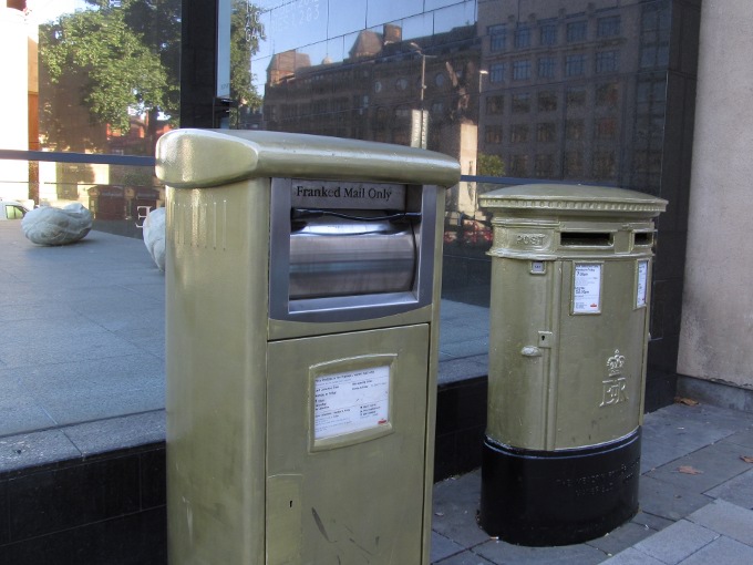 Gouden brievenbus in Leeds